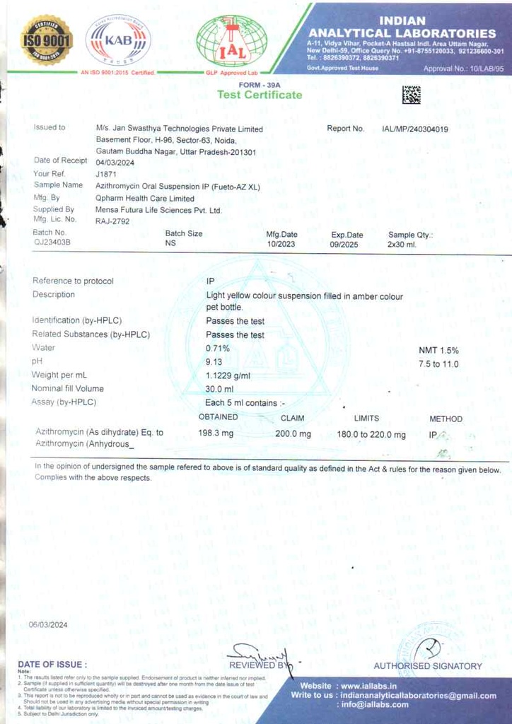 Azithromycin 200 Mg / 5 Ml | Suspension