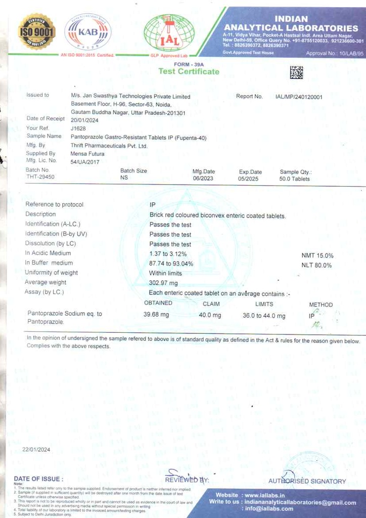 Pantoprazole GR 40 Mg