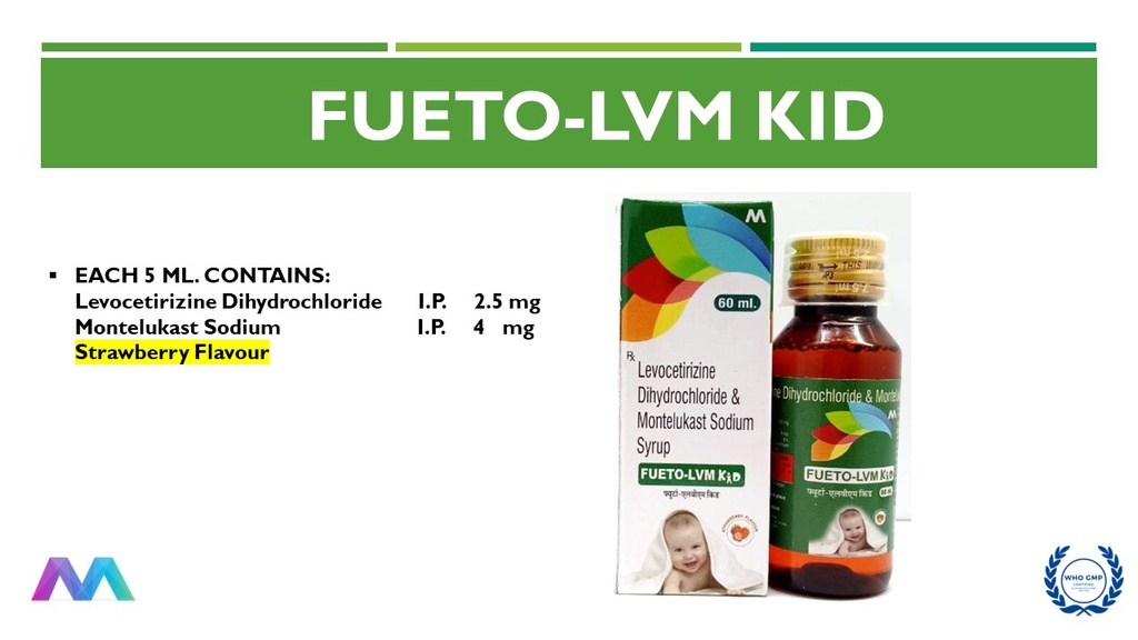 Montelukast 4 Mg + Levocetirizine 2.5 Mg / 5 Ml | Syrup