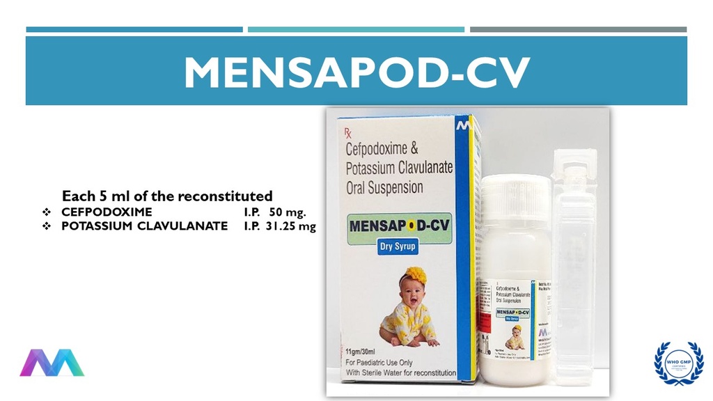 Cefpodoxime 50 mg + Clavulanic Acid 31.25 mg Dry Syrup