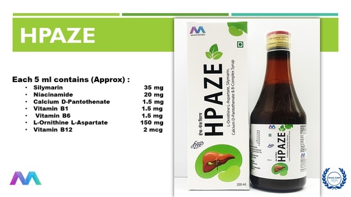 Silymarin 35 mg + Niacinamide 20 mg + Calcium D-Pantothenate 1.5 mg + Vitamin B1 1.5 mg+ Vitamin B6 1.5 mg + L-Ornithine L-Aspartate 150 mcg. + Vitamin B12 2 mcg | Syrup Sugar Free