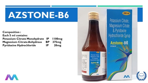 Potassium Citrate 1100 mg + Magnesium Citrate 375 mg + Pyridoxine Hydrochloride 20mg per 5 ml | Syrup 