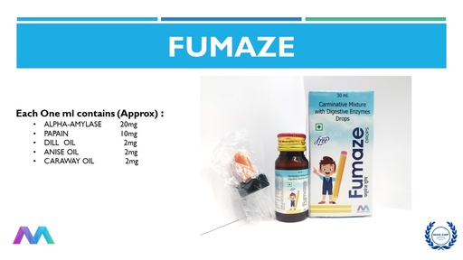 Papain 10mg, Fungal Diastase (Alpha Amylase 1:800) 20mg, Caraway oil 2mg, Anise Oil 2mg and Dil Oil 2mg | Oral Drops