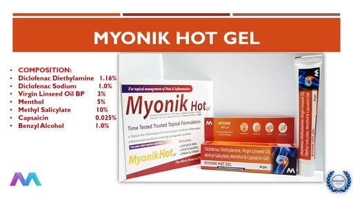 Diclofenac 1.16 % + Linseed Oil 3 % + Methyl Salicylate 10 % + Menthol 5 %