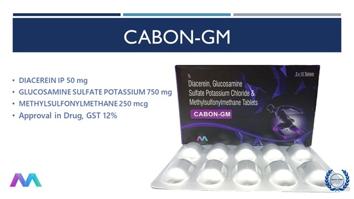 Diacerein 50 Mg + Methylsulfonylmethane 250 Mg + Glucosamine Sulphate 750 Mg